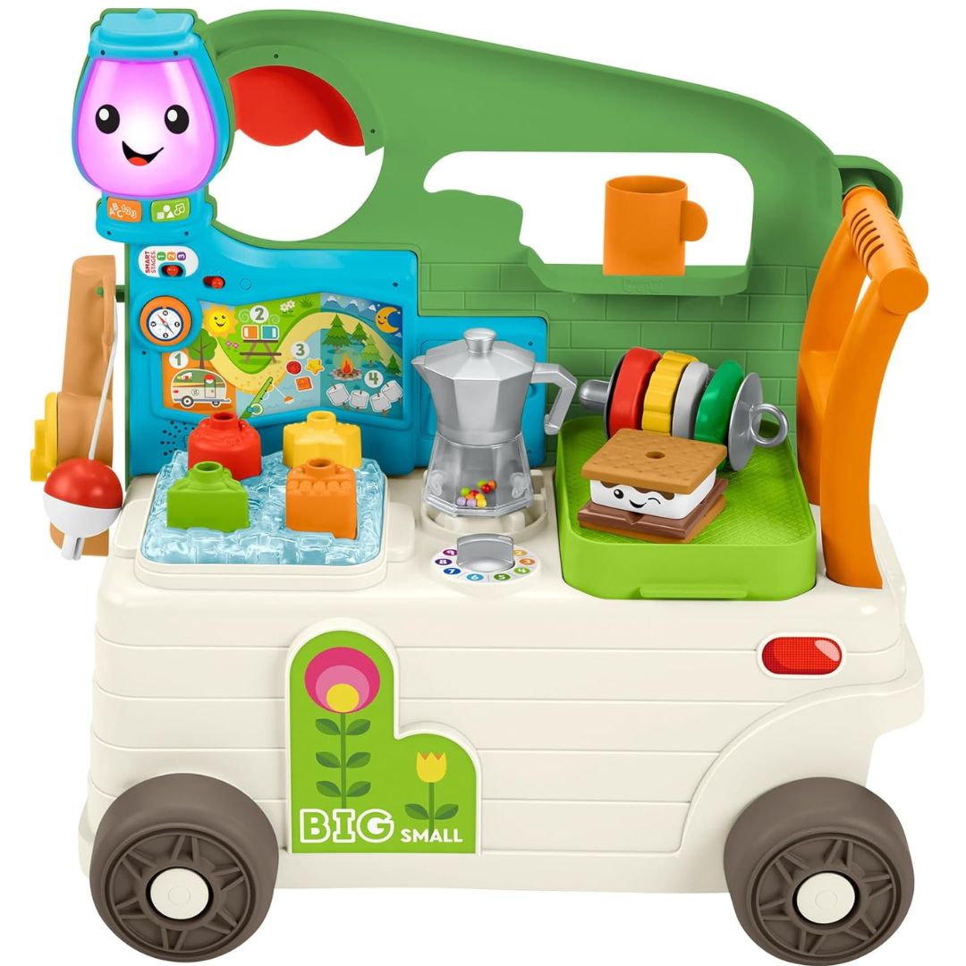 Fisher-Price Baby to Toddler Toy Laugh & Learn 3-in-1 On-the-Go Camper Walker & Activity Center with Smart Stages