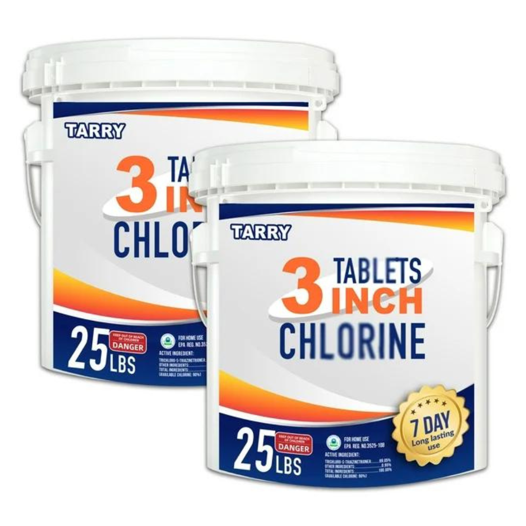 2-Pack Chlorine 50 lbs 3'' Tablets for Pool Inflatable Pools