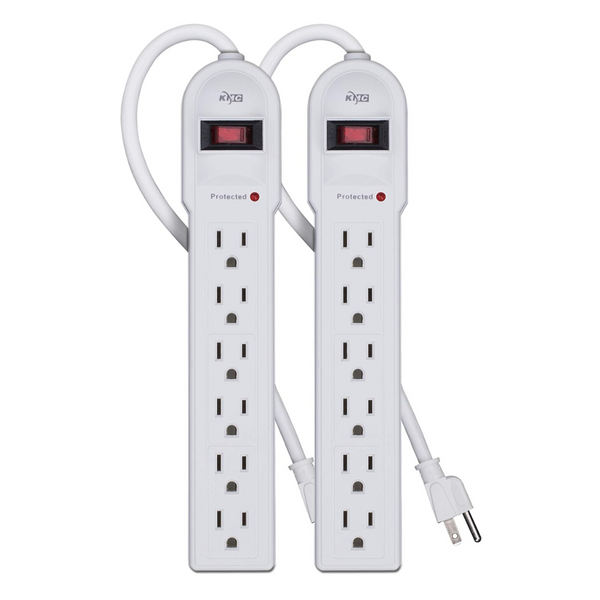 2-Pack KMC 6-Outlet Surge Protector Power Strip