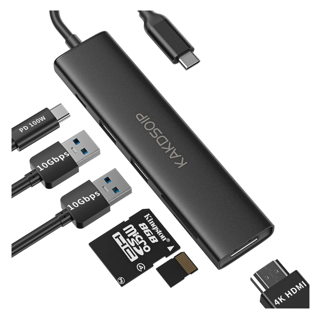 Kakdsoip 6-in-1 USB-C Hub Multiport Adapter with 4K@60Hz HDMI