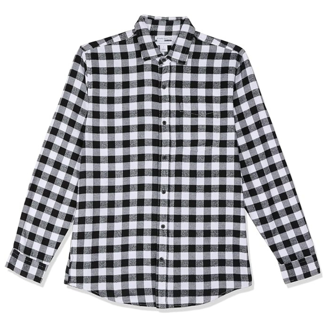 Men's Amazon Essentials 100% Cotton Long-Sleeve Flannel Shirt (various colors)