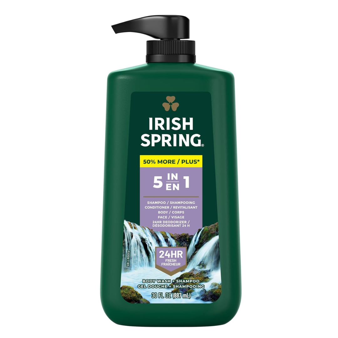 Irish Spring 5 In 1 Body Wash Shampoo 30oz Pump Bottle