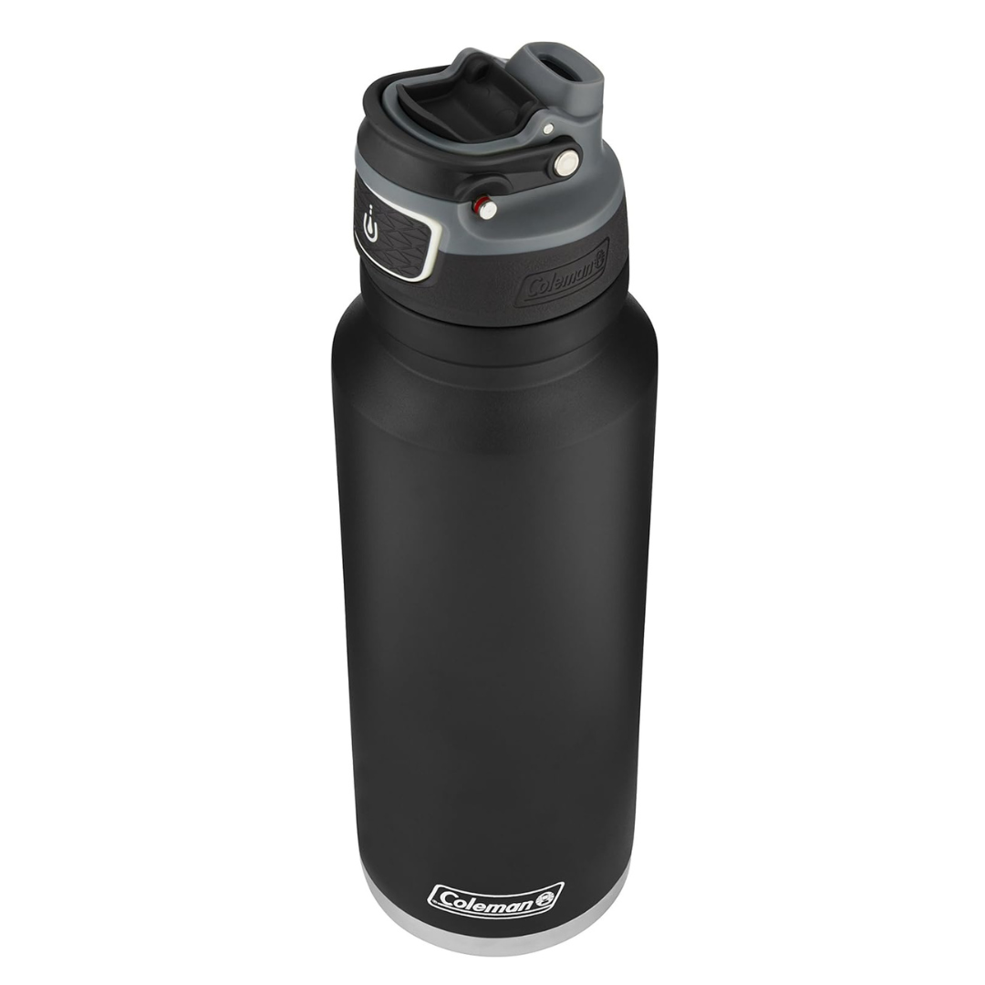 Coleman FreeFlow Vacuum-Insulated Stainless Steel Water Bottle with Leak-Proof Lid (40oz Bottle)