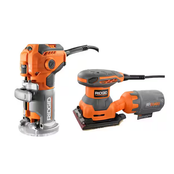 Ridgid 5.5-Amp Corded Fixed Base Trim Router + 2.4-Amp Corded 1/4 Sheet Sander