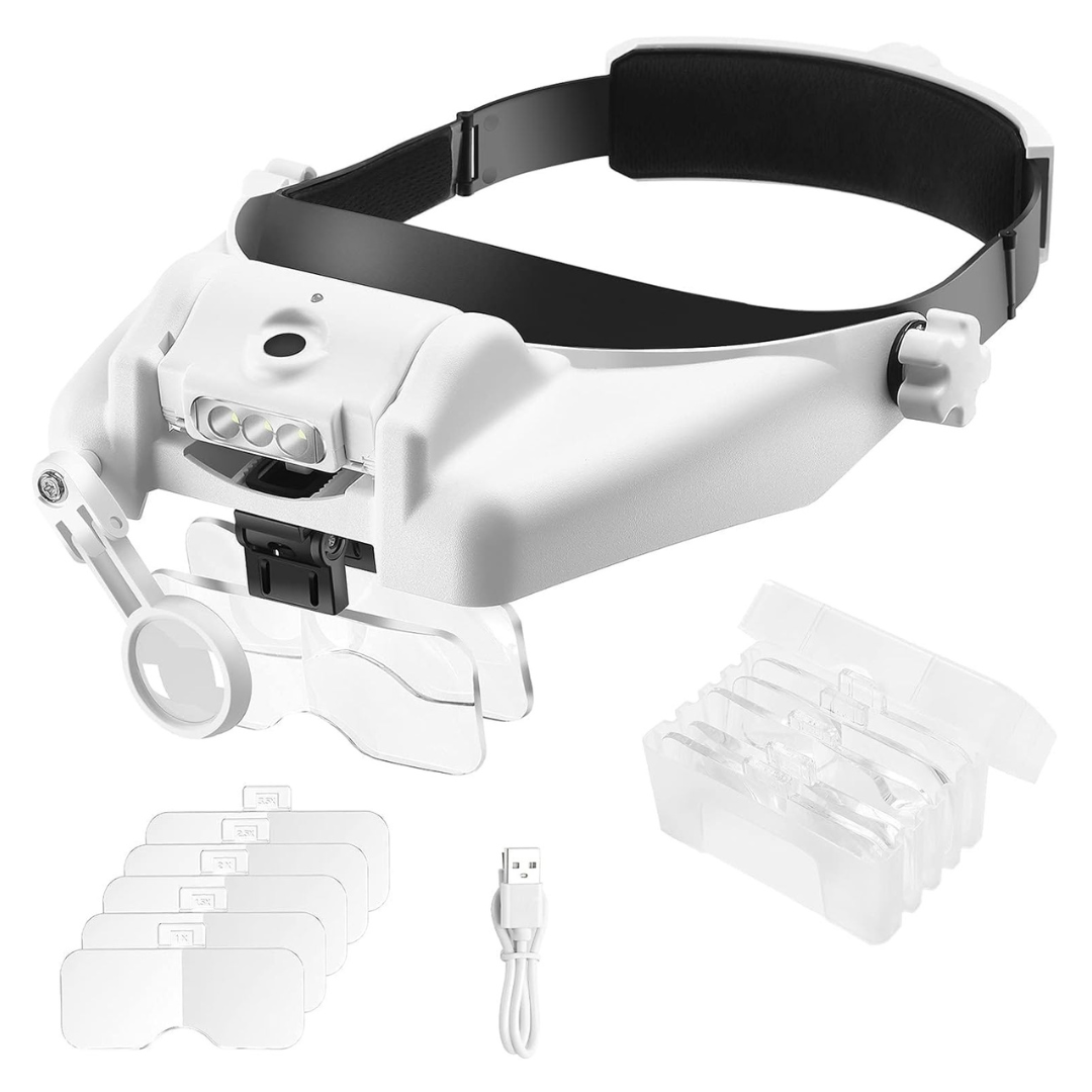 Elikliv 14X Lighted Headband Magnifying Glass with 6x Lenses