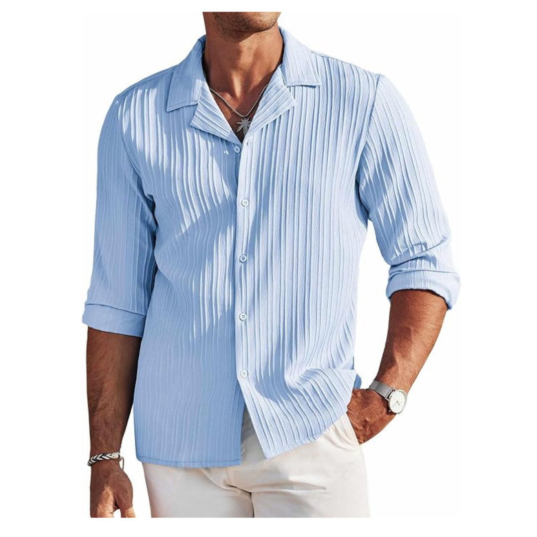 COOFANDY Men's Casual Linen Long Sleeve Button Down Shirt