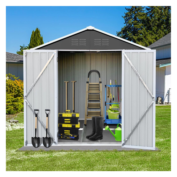 Seizeen 6ft x 4ft Outdoor Metal Storage Shed with Lockable Doors