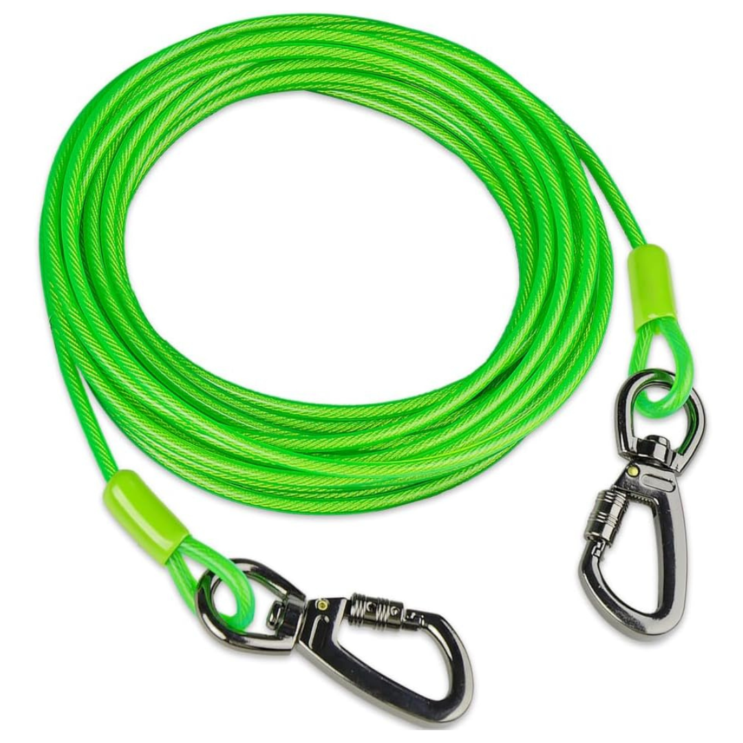 Cwlovys 10ft Yard Dog tie Out Cable with Swivel Buckle