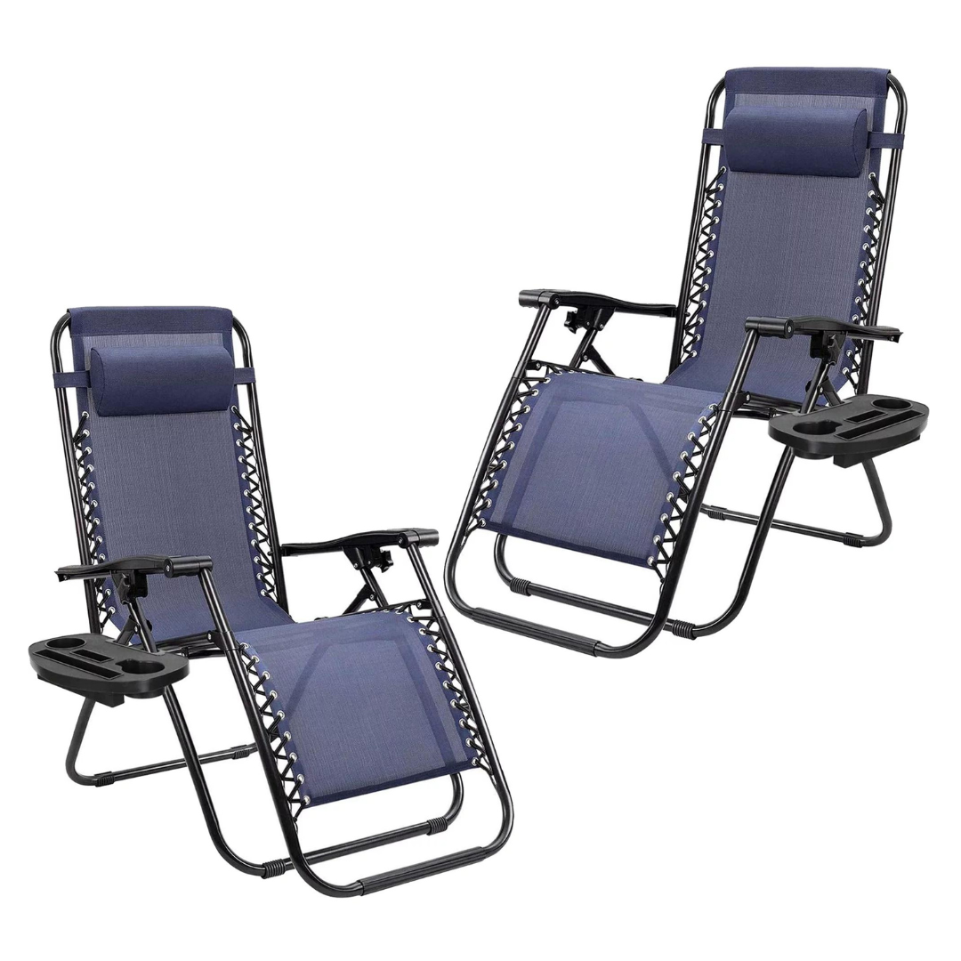 2-Pack Devoko Steel Recliner Chaise Lounge Zero Gravity Chair