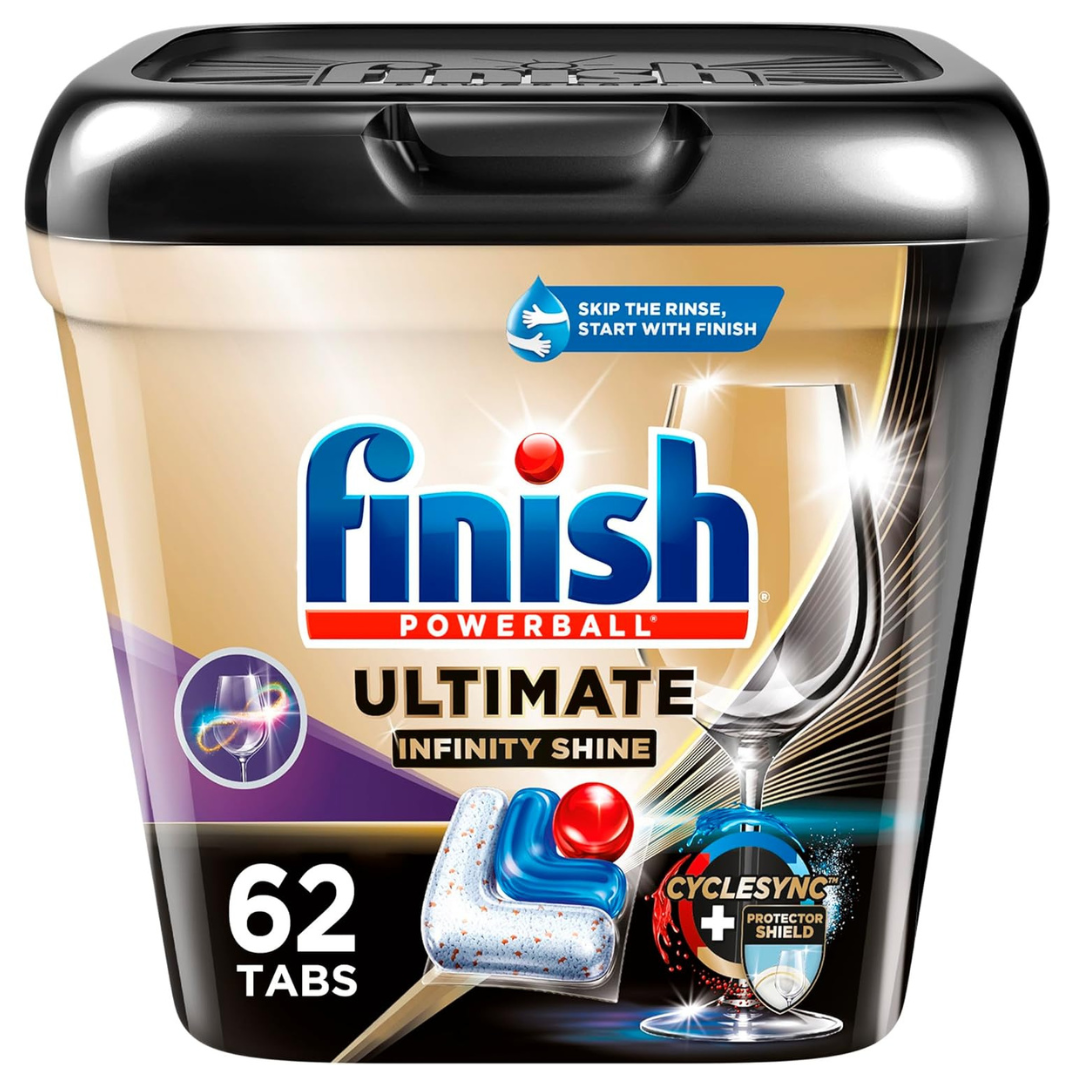 Finish Ultimate Plus Infinity Shine Dishwasher Detergent – With Protector Shield and CycleSync Technology (62 Count)