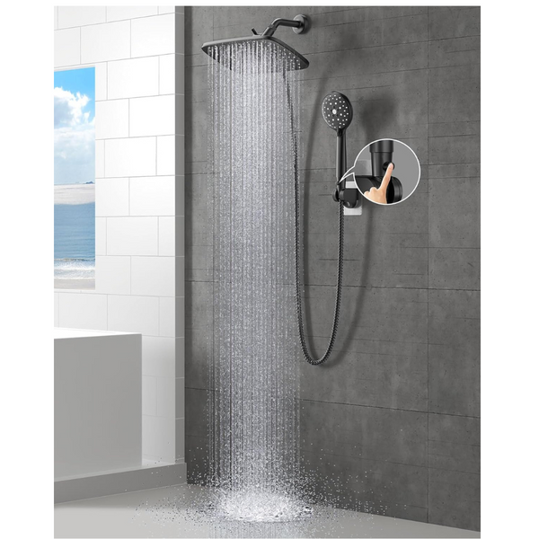 Veken 12'' High Pressure Rain Shower Head w/5 Modes Handheld Spray Combo