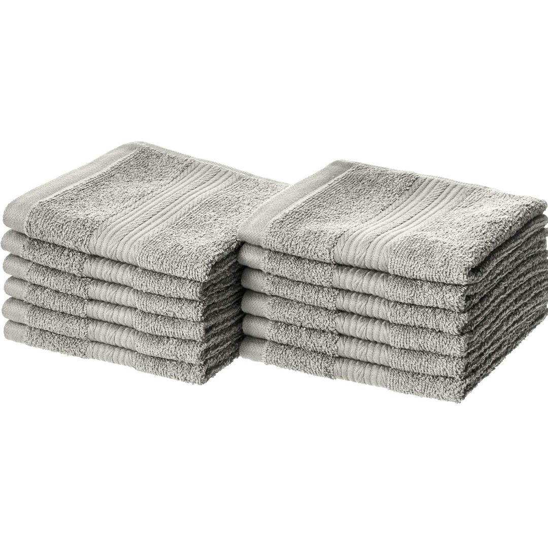 12-Pack Amazon Basics Fade-Resistant Cotton Washcloth