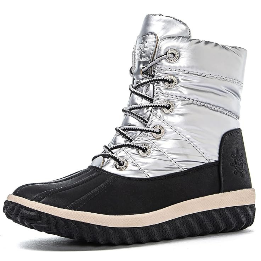 Globalwin Women's Snow Ankle Winter Boots (Silver)