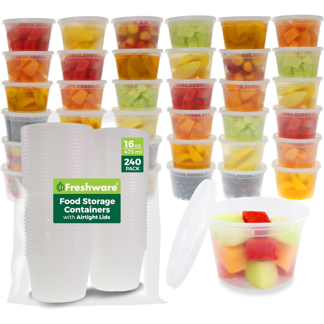 Freshware [240 Pack] 16 oz Food Storage Containers With Lids