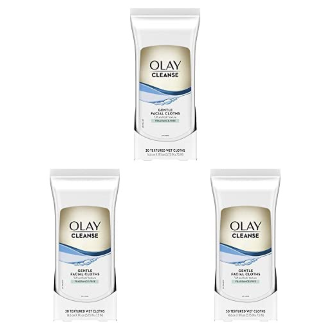 3 Packs of Olay Wet Cleansing Towelettes (30 Count Each)
