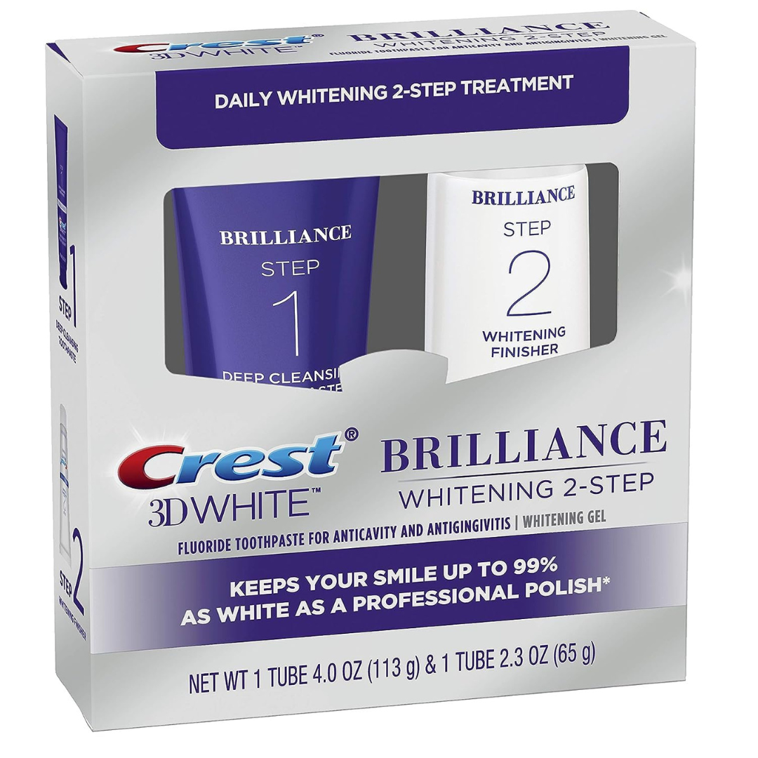 Crest 3D White Brilliance 2 Step Kit with Toothpaste + Teeth Whitening Gel