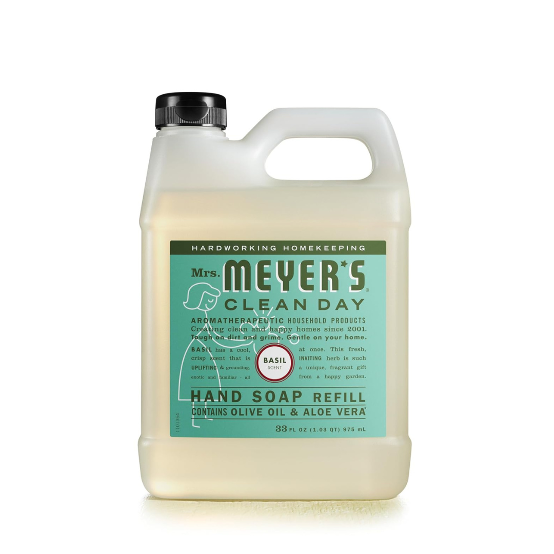 Mrs. Meyer's Hand or Dish Soap Refills: 33-Oz Clean Dry Hand Soap Refill (Basil)