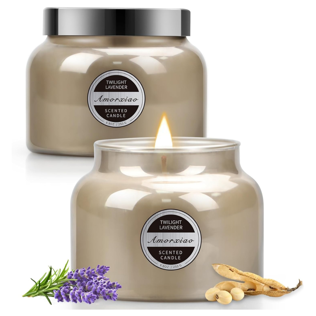 2-Pack VGGFDY Lavender Soy Candles for Home Scented