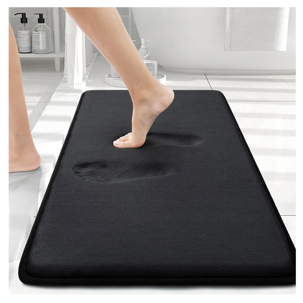 30" x 20" smiry Memory Foam Non-Slip Bath Mat (Black)