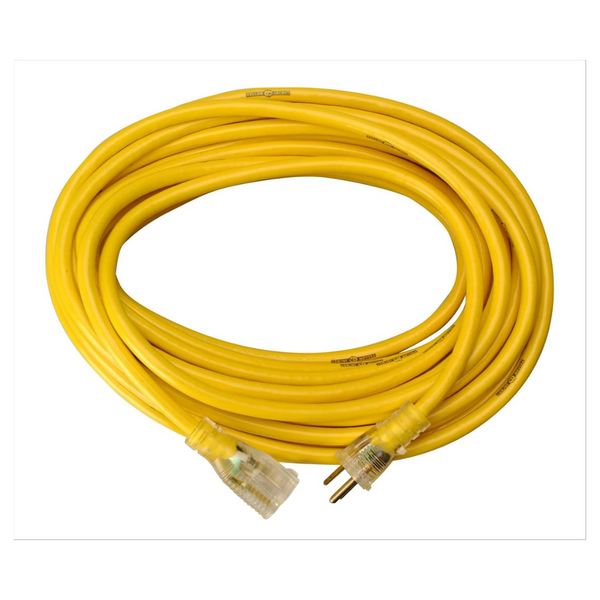 25' Yellow Jacket 12/3 Heavy-Duty 15-Amp SJTW Extension Cord w/ Lighted Ends