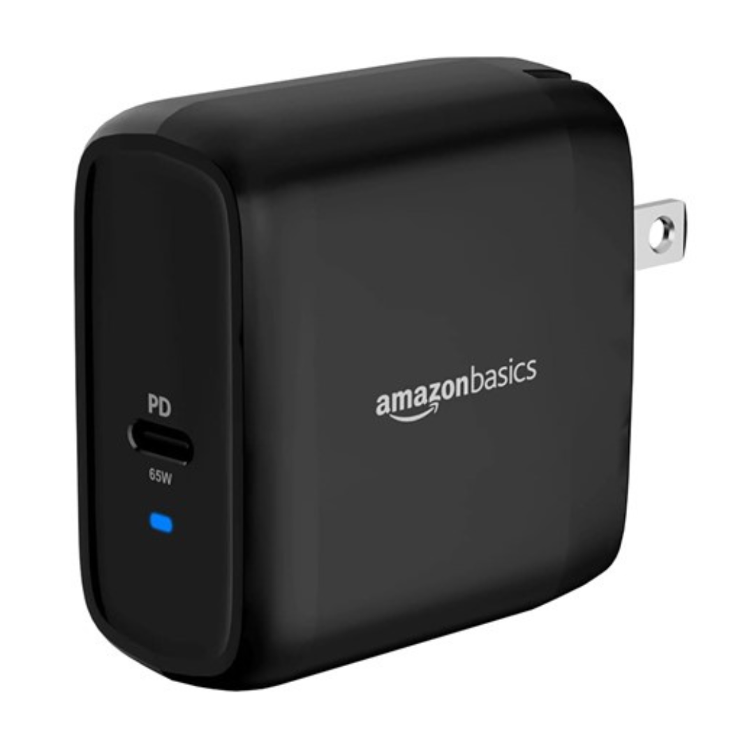 Amazon Basics 65W One-Port GaN USB-C Wall Charger Adapter