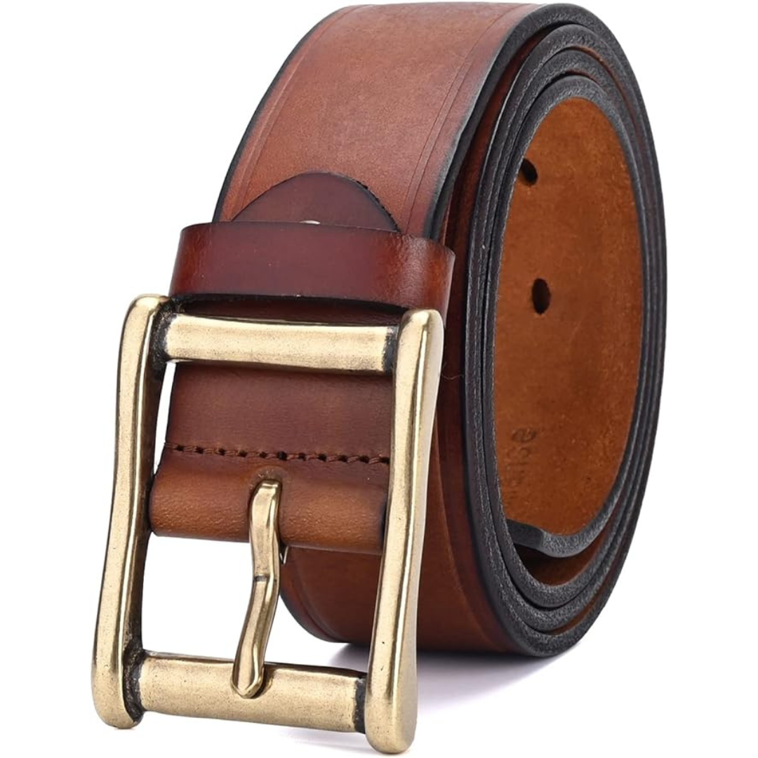 Holmanse Men's Italian Full Grain Leather Belt