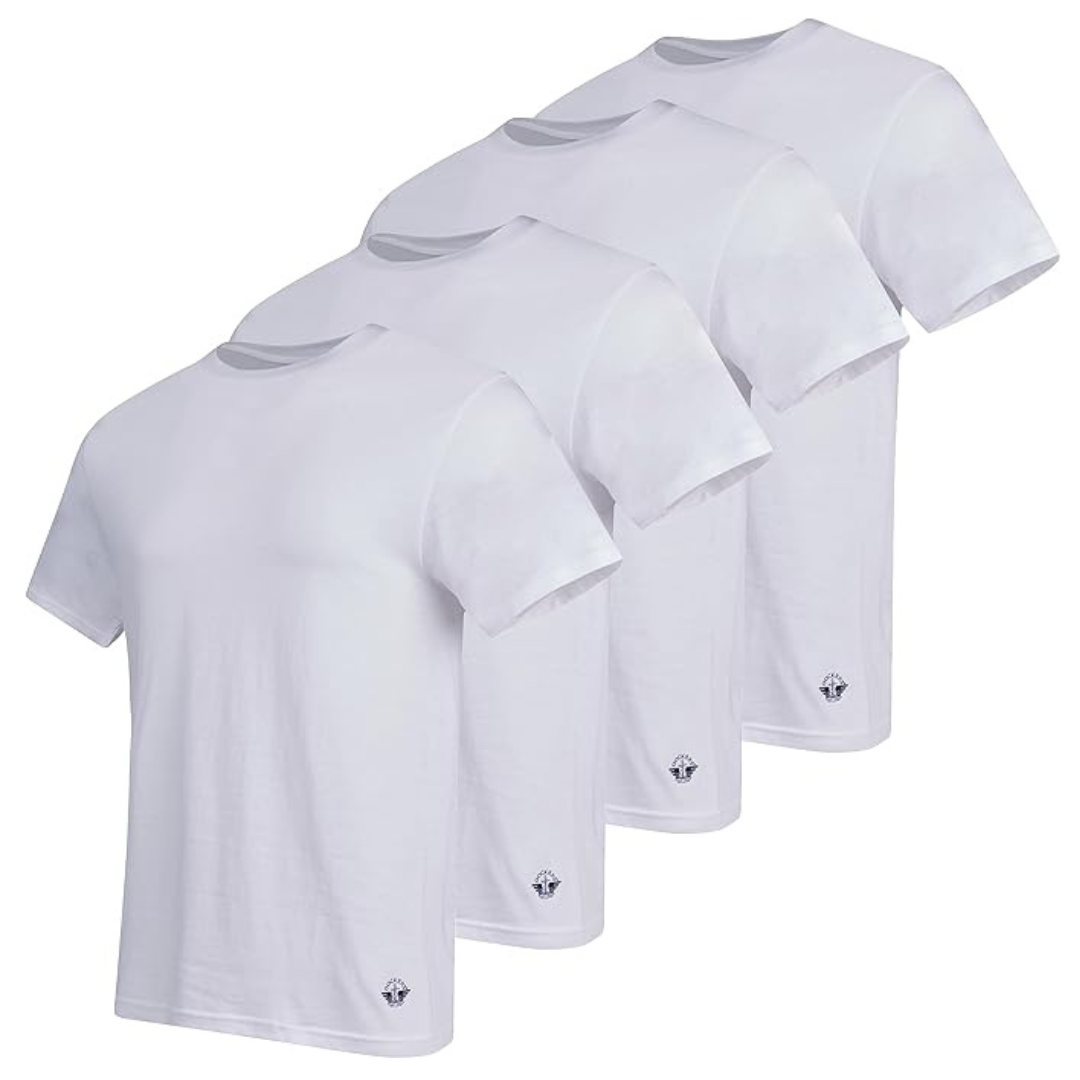 4-Pack Dockers Mens Lightweight Crew Neck 100% Cotton Undershirts