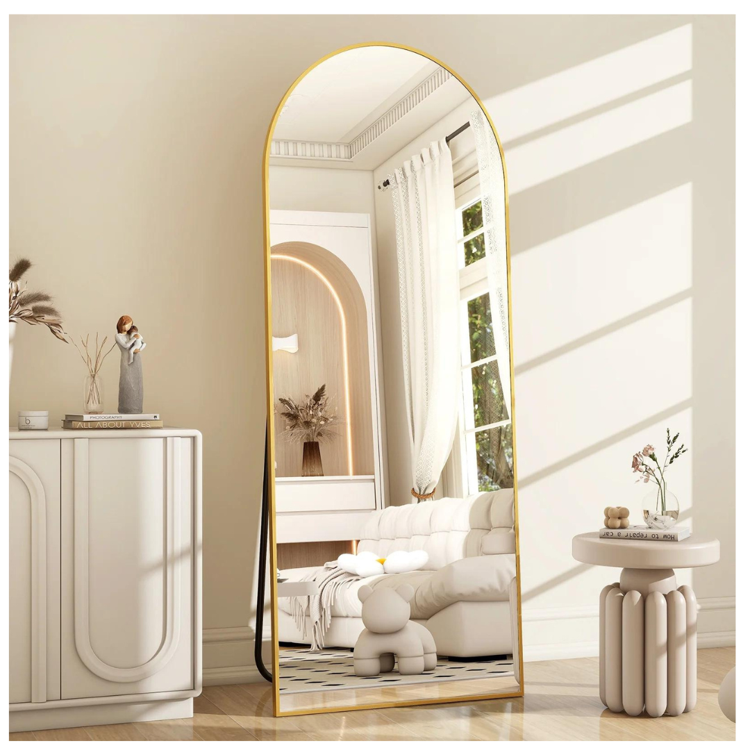 64" x 21" BeautyPeak Arched Full Length Mirror with Stand