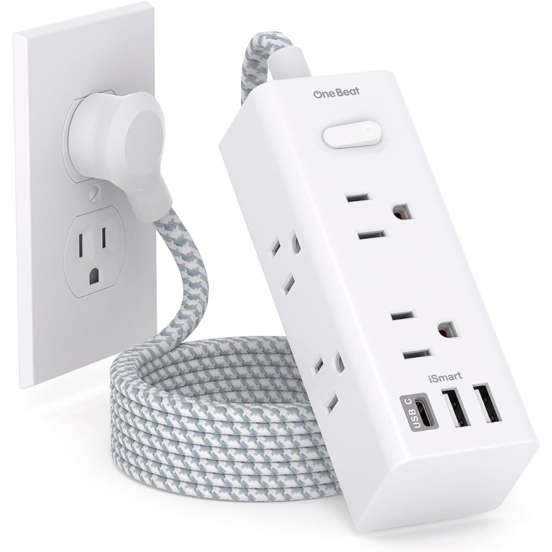 One Beat Travel Power Strip with 6 AC Outlets 3 USB Ports