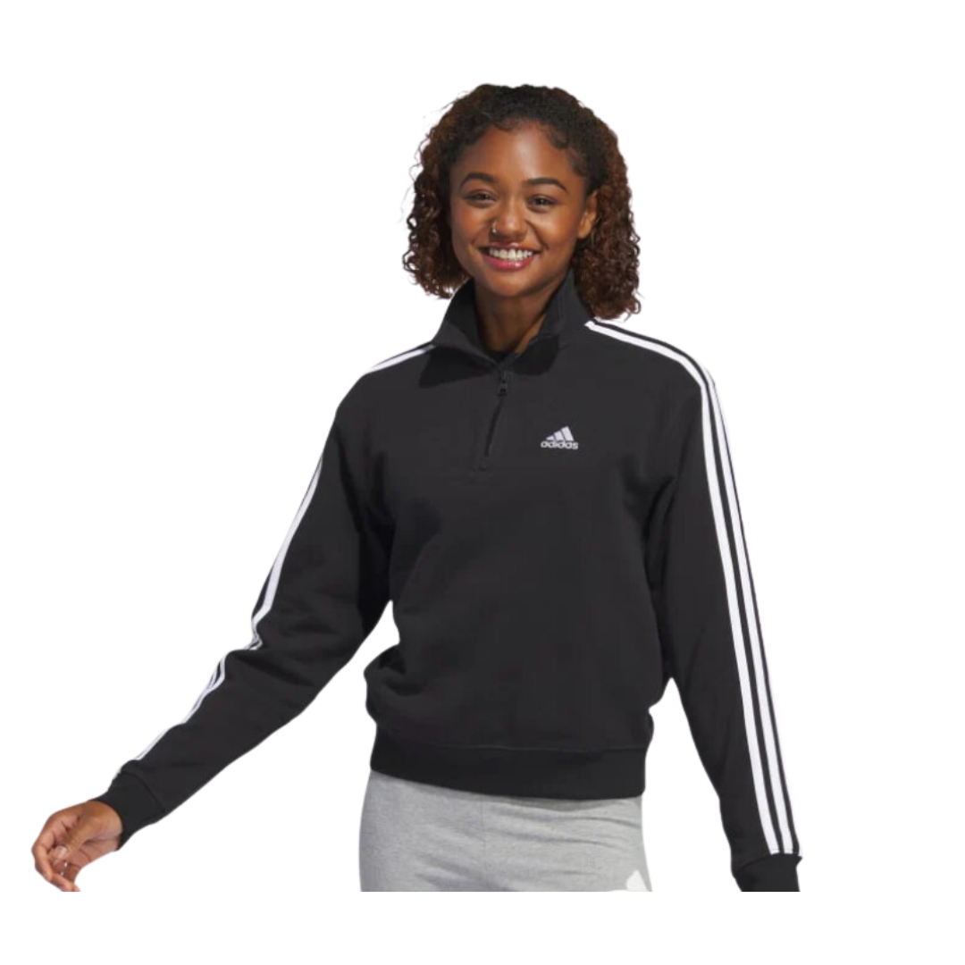 Adidas Women’s Essentials 3-Stripes Quarter-Zip Sweatshirt