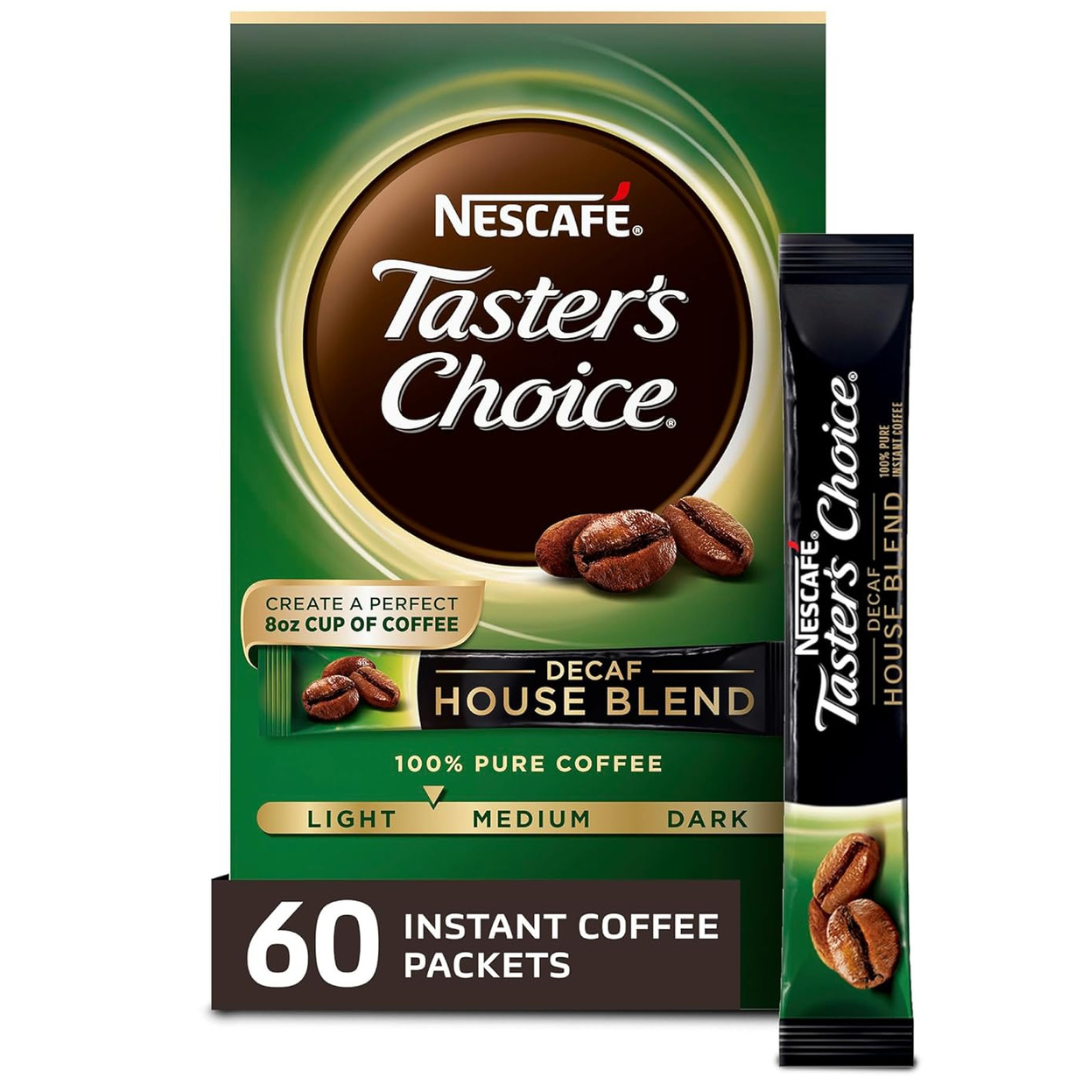 Nescafe Taster’s Choice Decaf Instant Coffee, House Blend (60 Packets)