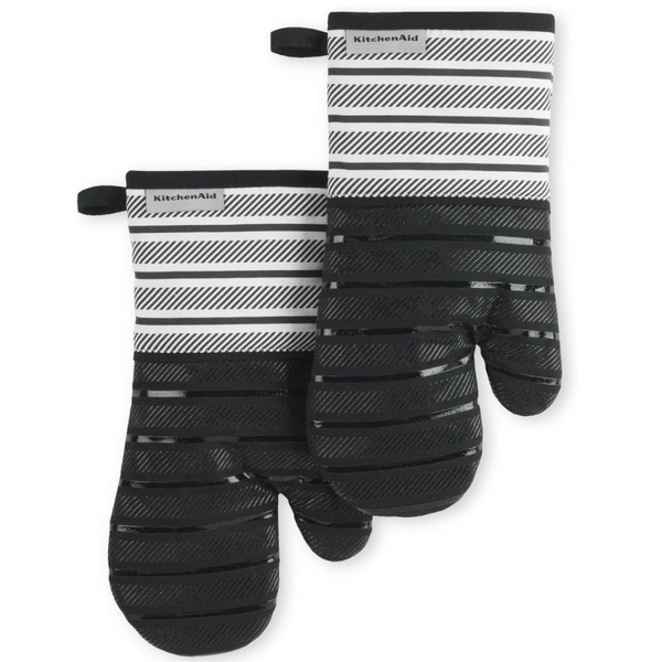 KitchenAid Albany Oven Mitt 2-Pack Set, Onyx Black