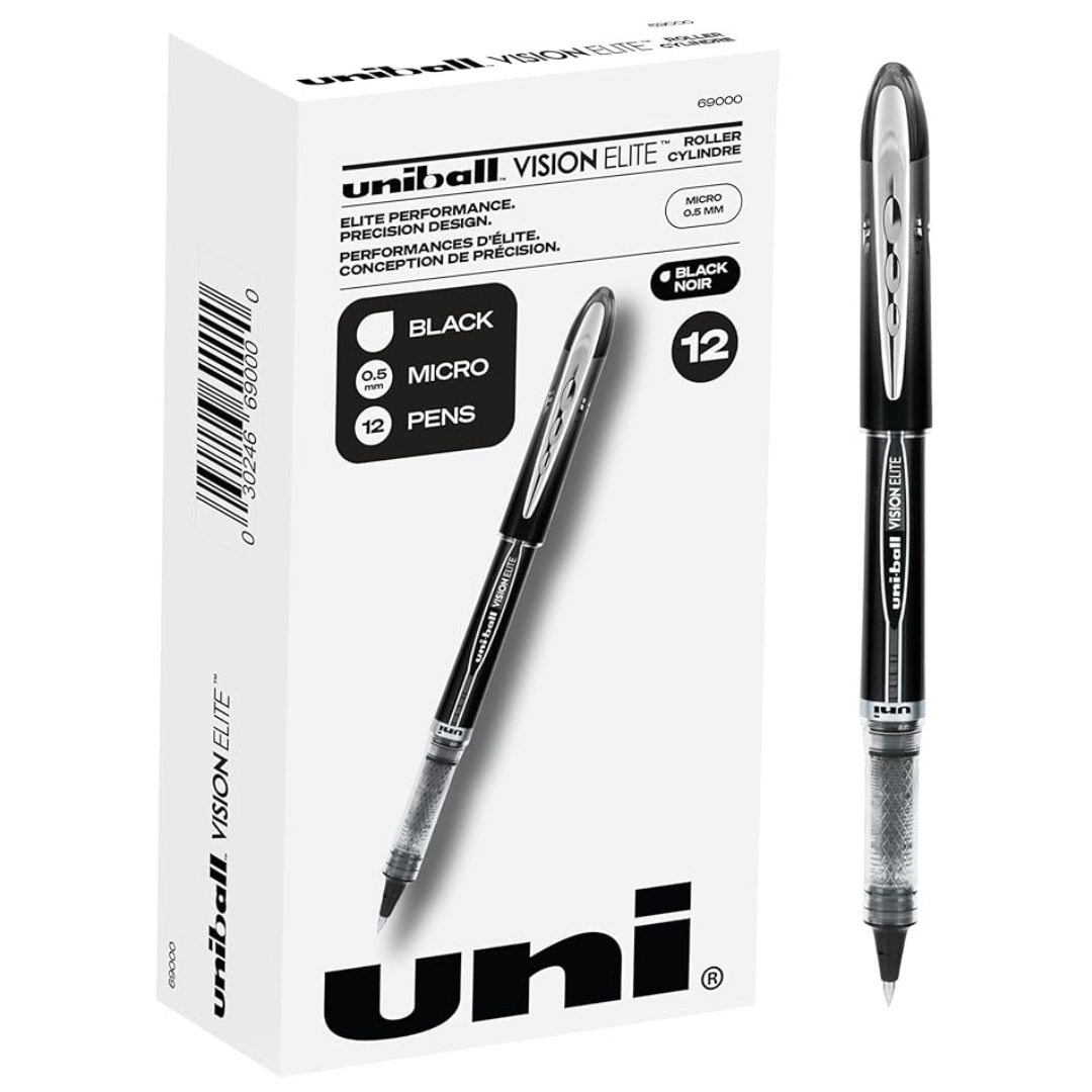 12-Count Uniball Vision Elite Rollerball Pens
