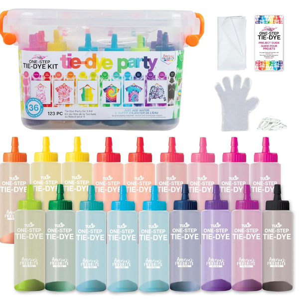 Tulip One-Step Tie-Dye Party, 18 Pre-Filled Bottles, Creative Group Activity, All-in-1 Fashion Design Kit