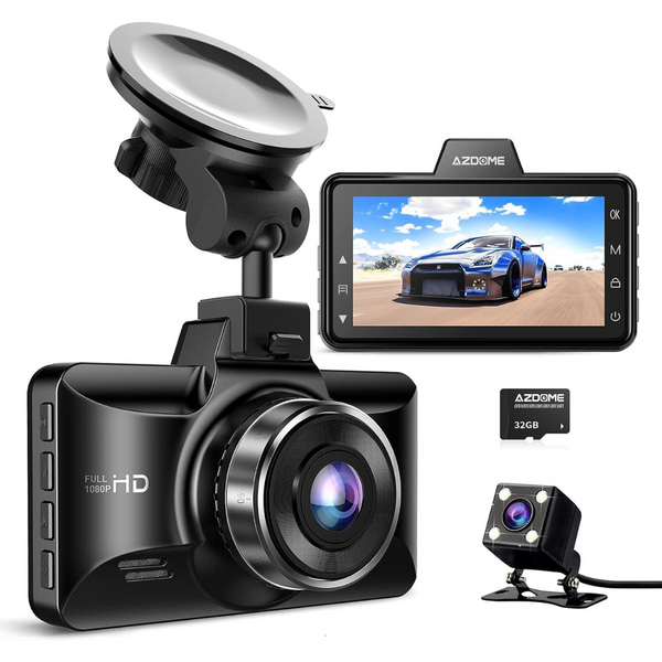 Azdome 1080P FHD Front and Rear Dual Dash Cam