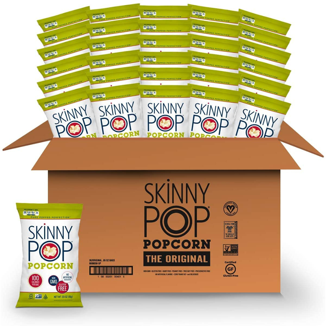 SkinnyPop Original Popcorn, Individual Snack Size Bags (Pack of 30)
