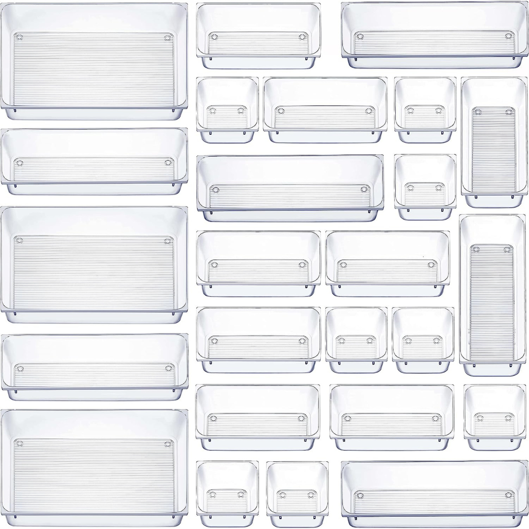25-Piece Seseno Multipurpose Clear Plastic Storage Bins