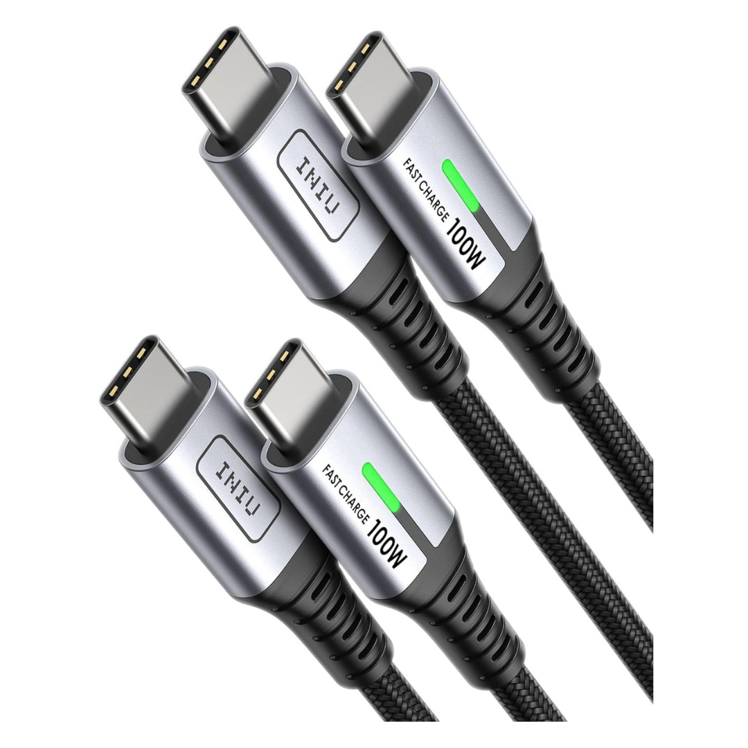 2-Pack INIU 100W PD 5A QC 4.0 Fast Charging USB-C to USB-C Cable