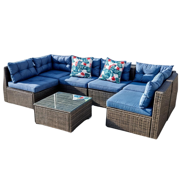 7-Pieces Dwvo All-Weather PE Rattan Outdoor Patio Furniture Set