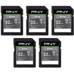 PNY 32GB Elite Class 10 SDHC Flash Memory Cards (5-Pack)