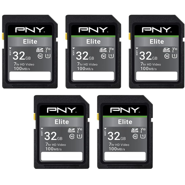 PNY 32GB Elite Class 10 SDHC Flash Memory Cards (5-Pack)