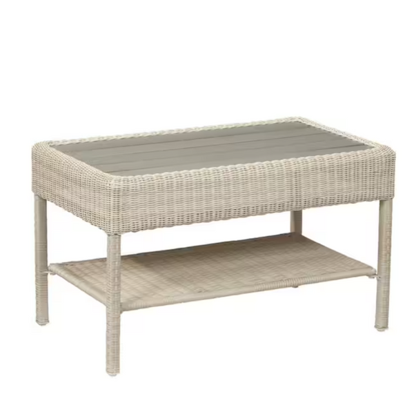 Hampton Bay Park Meadows Off-White Wicker Outdoor Patio Coffee Table