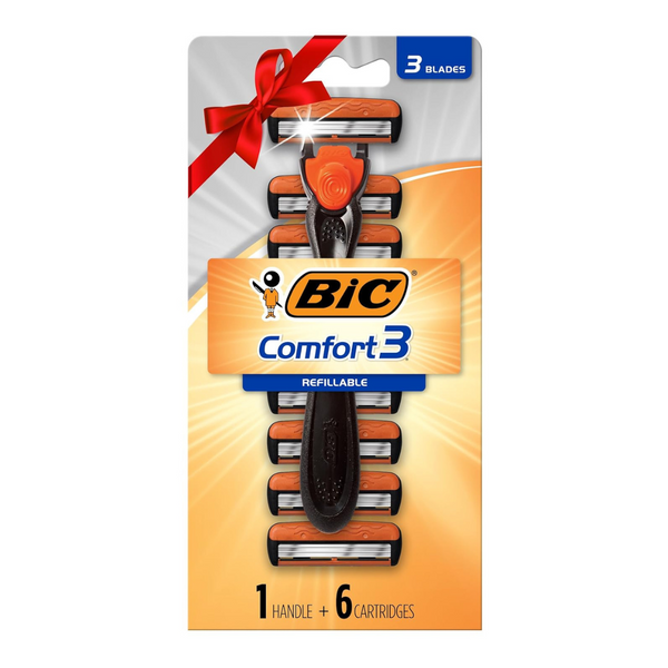 7-Piece BIC Men's Comfort 3 Refillable Three-Blade Disposable Razor Set