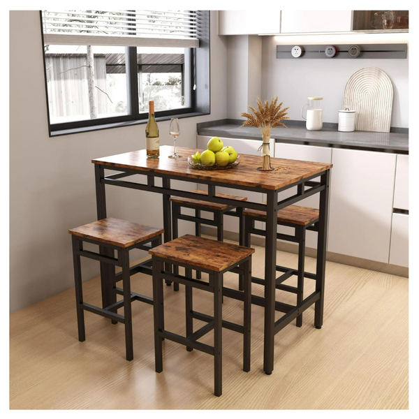 Set of 5 Segmart Minimalist Dining Table & Backless Stool Set