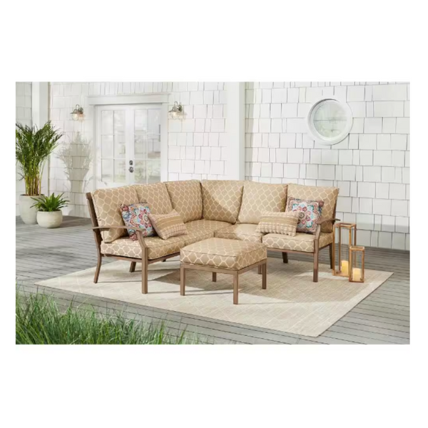 6-Piece Hampton Bay Geneva Wicker Outdoor Sectional Sofa Seating Set