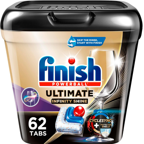 Finish Ultimate Plus Infinity Shine Dishwasher Detergent With Protector Shield and CycleSync Technology (62 Count)