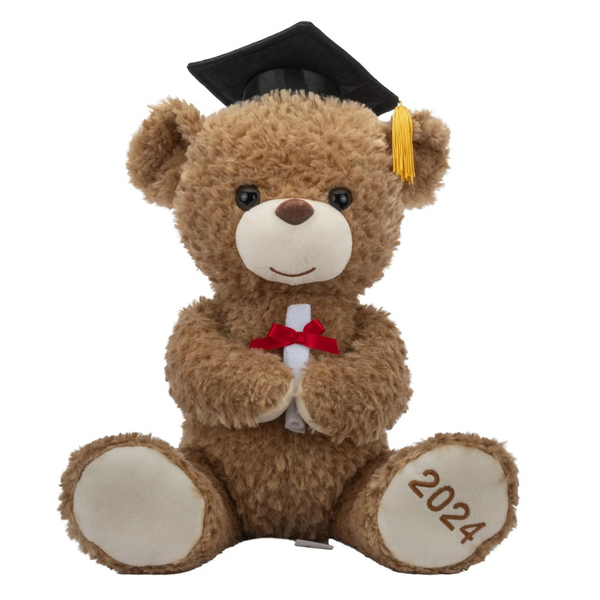 12 inch Brown Bear Plush with Cap