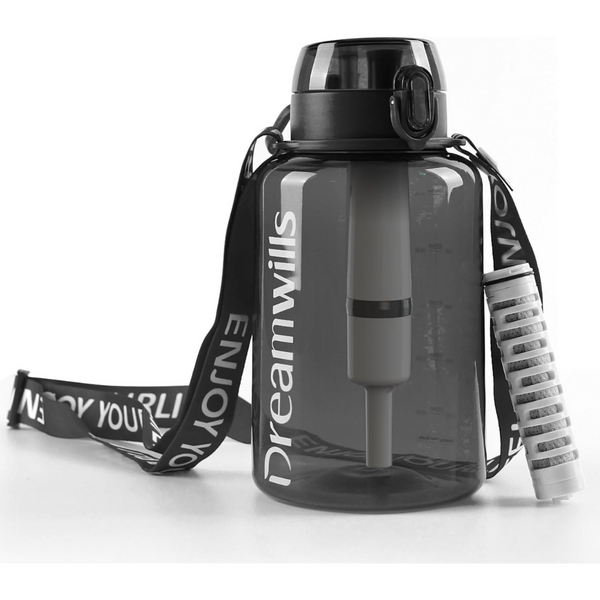 Dreamwills NSF Certified BPA Free Filtered Water Bottle with Strap, 40 Oz