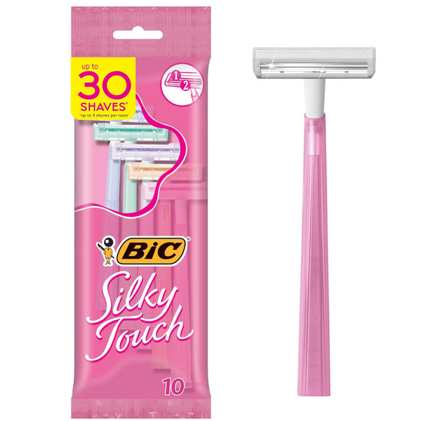 BIC Silky Touch Women’s Disposable Razors, With 2 Blades (10 Count)