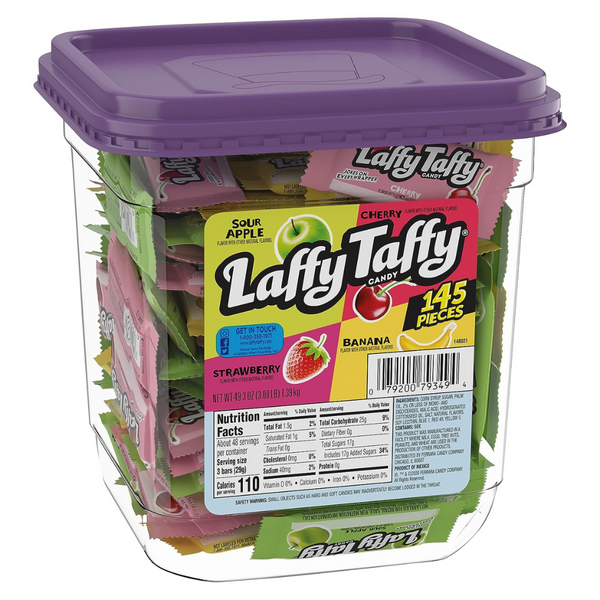 Laffy Taffy Candy, Assorted Taffy Candy, Sour Apple, Cherry, Strawberry & Banana (145 Pieces)